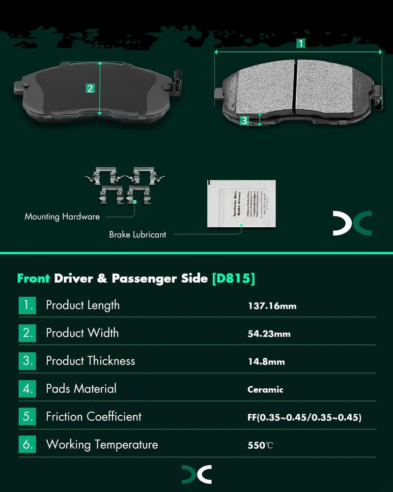 SCITOO D815 Front Ceramic Brake Pads Sets Fit For Nissan 350Z | For Altima | For Juke | For Maxima | For Sentra - Image 3